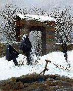Caspar David Friedrich Friedhof im Schnee painting